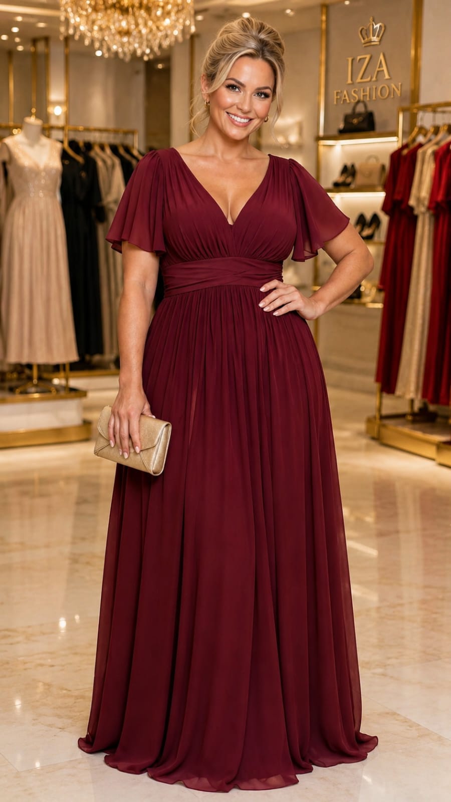 Vestido Longo Marsala com Manga Morcego