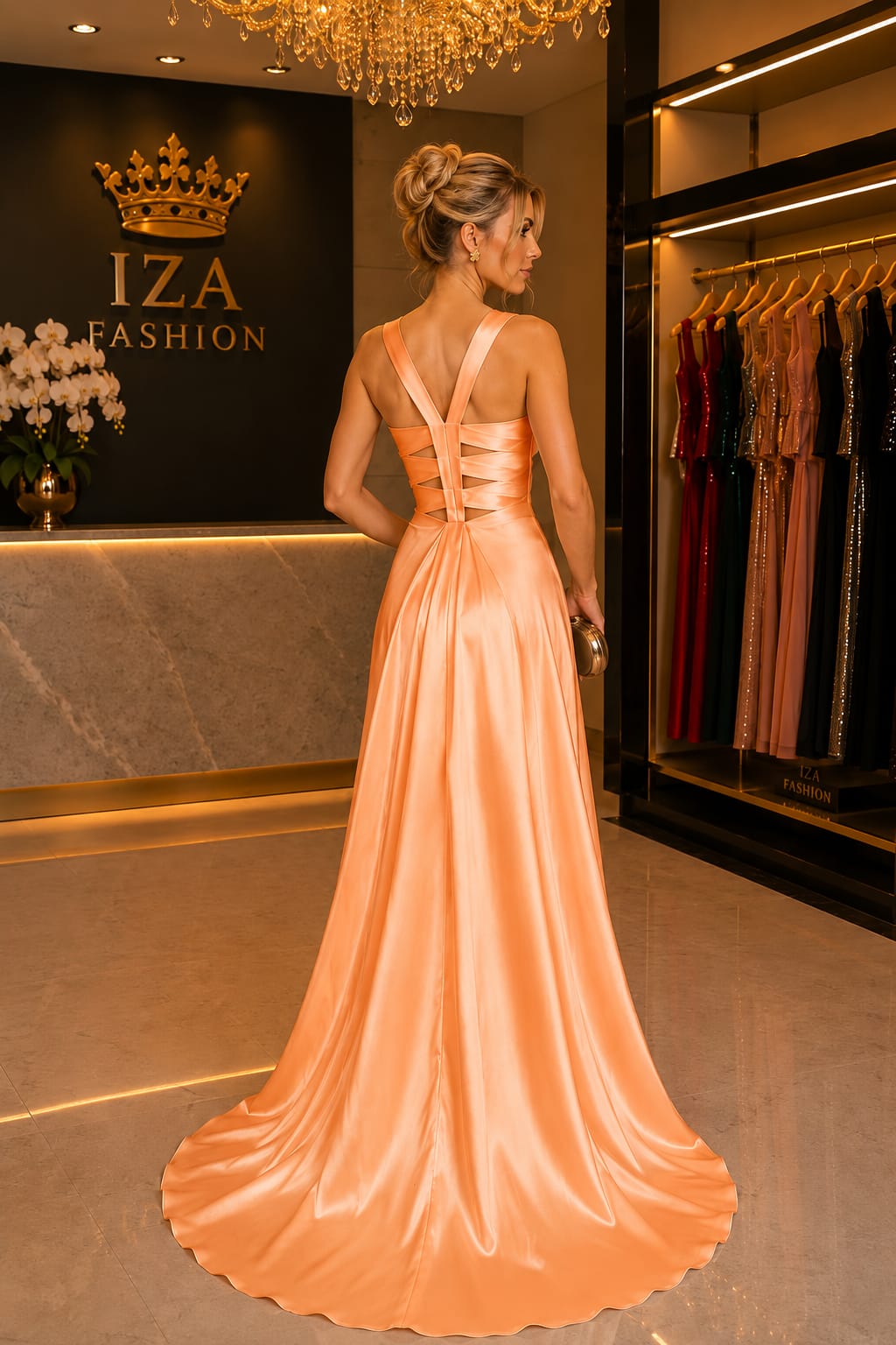 Vestido Longo Prada Laranja com Fenda