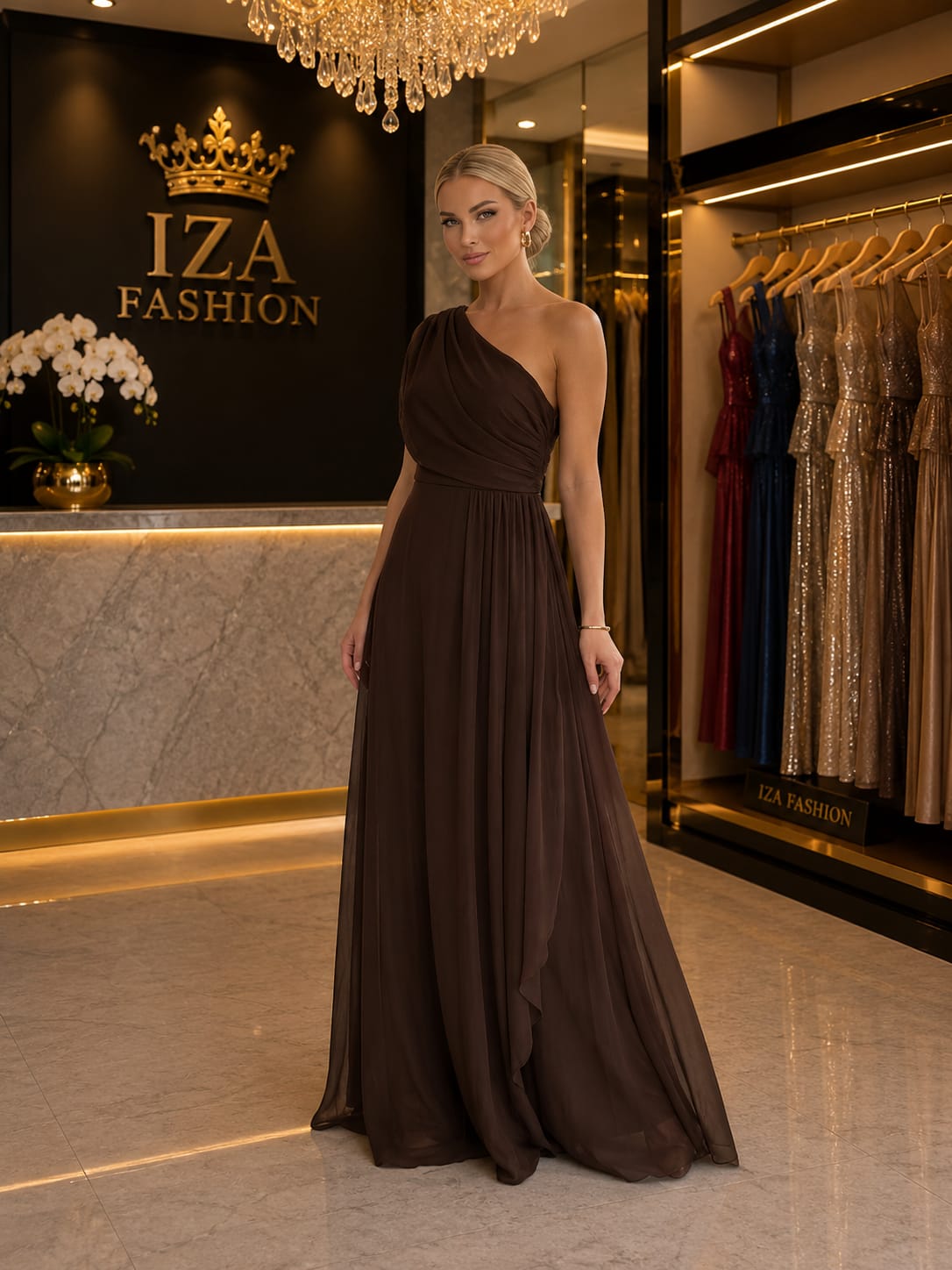 Vestido de Tule Um Ombro