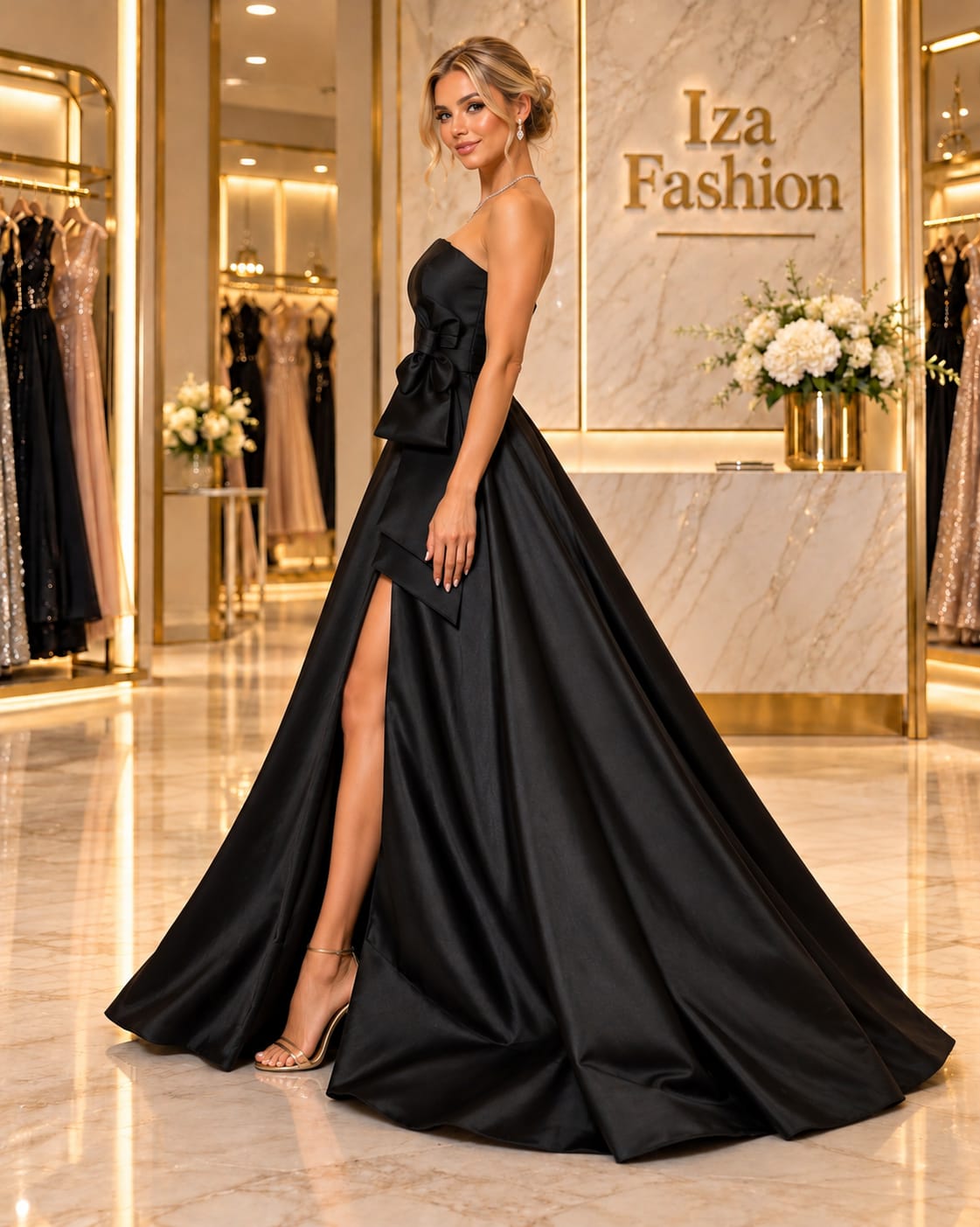 Vestido Longo Zibeline Tomara que Caia Preto com Laço