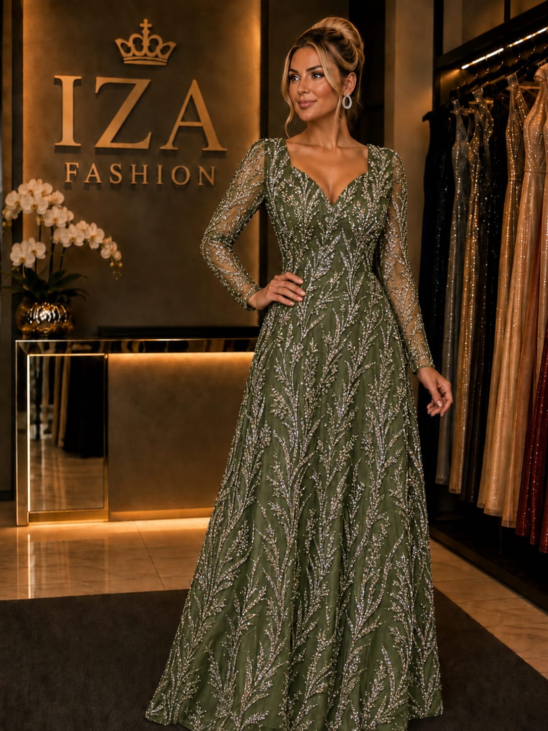 Vestido Diamante Verde Oliva