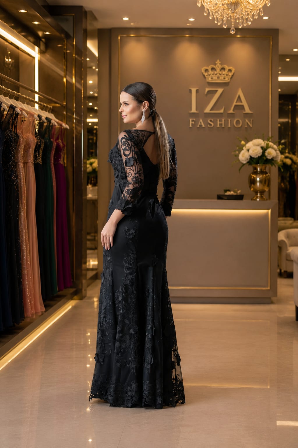 Vestido Renda Bordada Preto