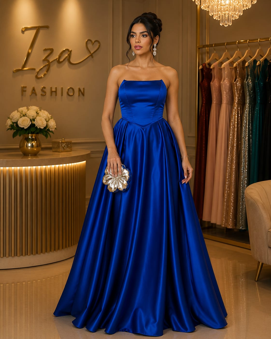 Vestido de Festa Longo Tomara que Caia em Cetim Royal
