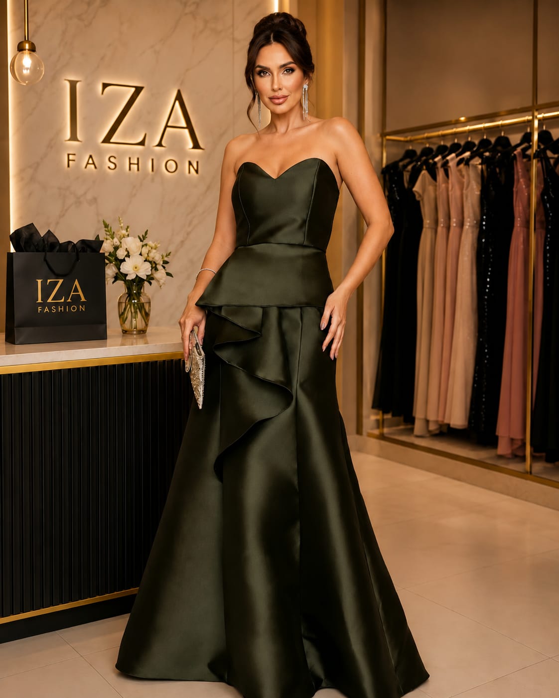 Vestido Longo Zibeline Tomara que Caia Oliva com Babado