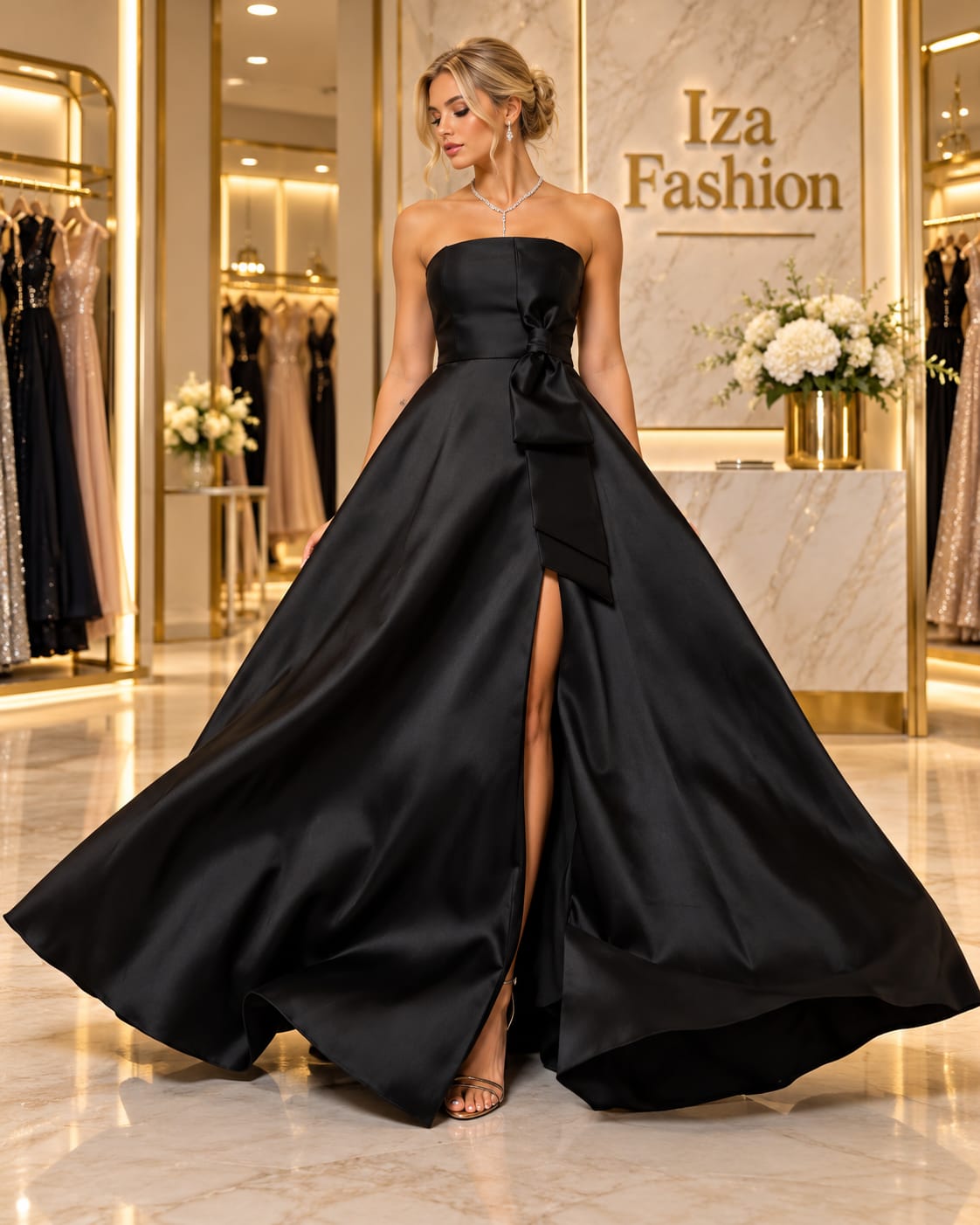 Vestido Longo Zibeline Tomara que Caia Preto com Laço