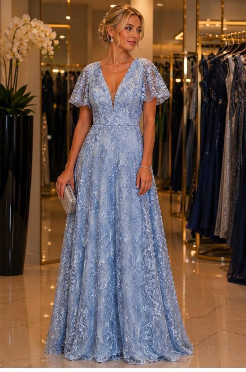 Vestido Longo em Renda Bordada