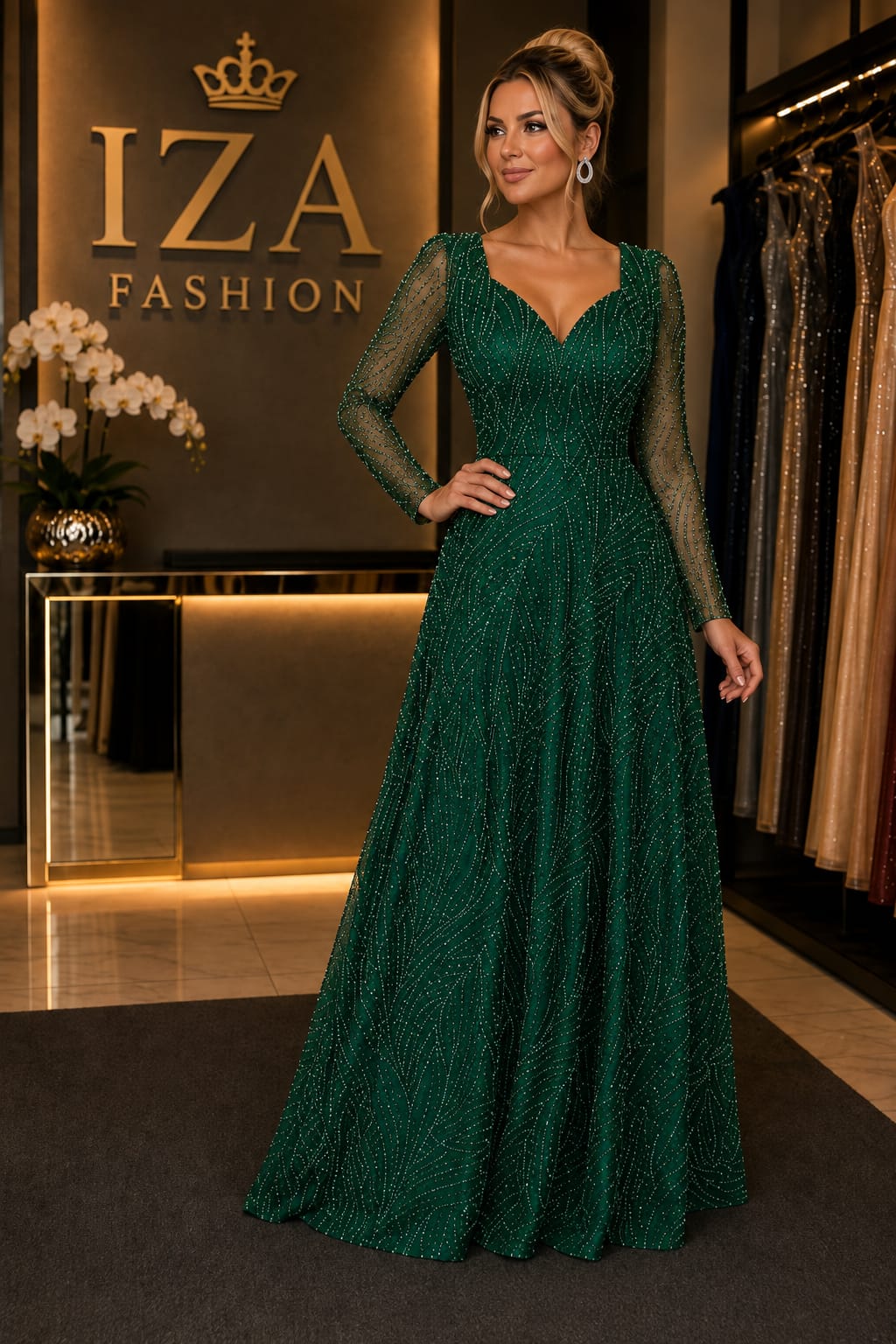 Vestido Diamante Verde Esmeralda
