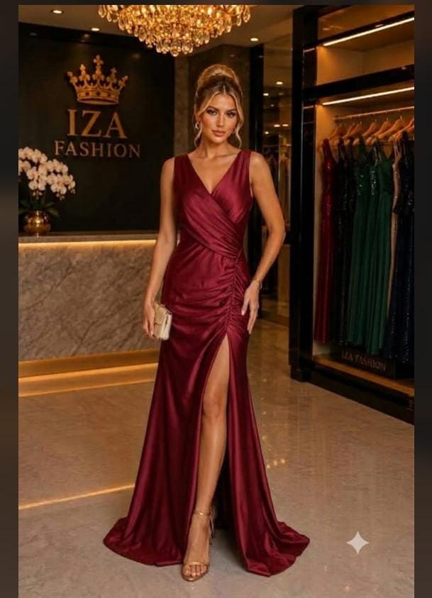 Vestido Longo de Festa Prada Marsala Luxo