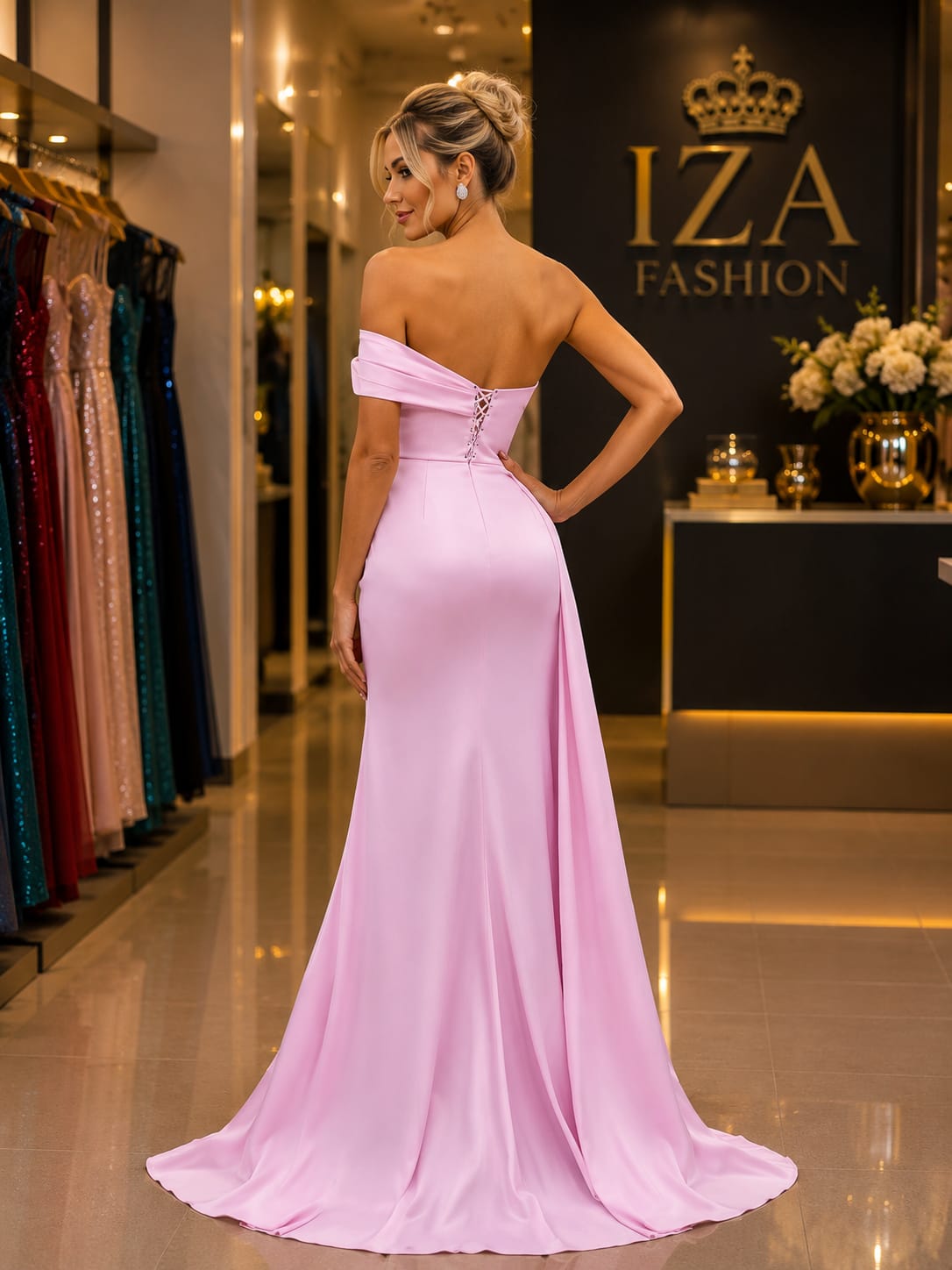 Vestido Longo de Um Ombro