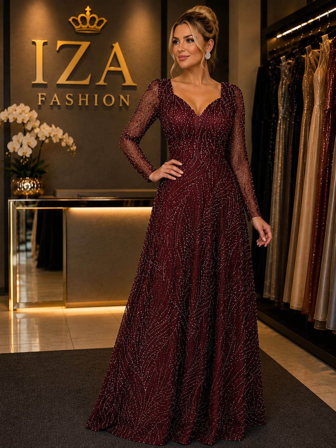 Vestido Diamante Marsala