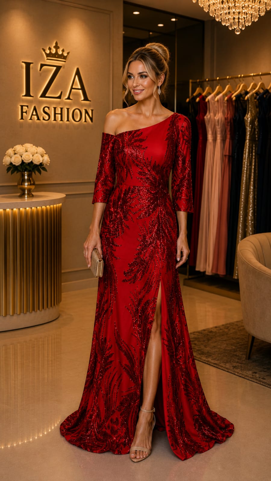 Vestido Longo Vermelho Brilho
